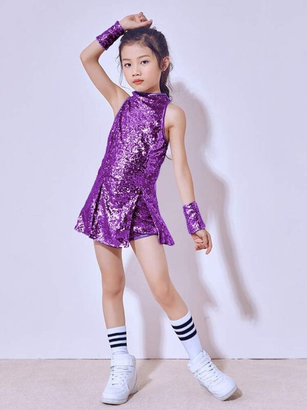 LOLANTA Girls Sequin Costume Hip Hop Dancewear Sparkling Dance Dress Set - Image 2