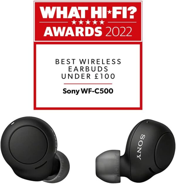 Sony WF-C500 True Wireless Headphones - Up To 20 Hours Battery Life With Charging Case - Voice Assistant Compatible - Built-In Mic For Phone Calls - Reliable Bluetooth Connection - Black - Image 2