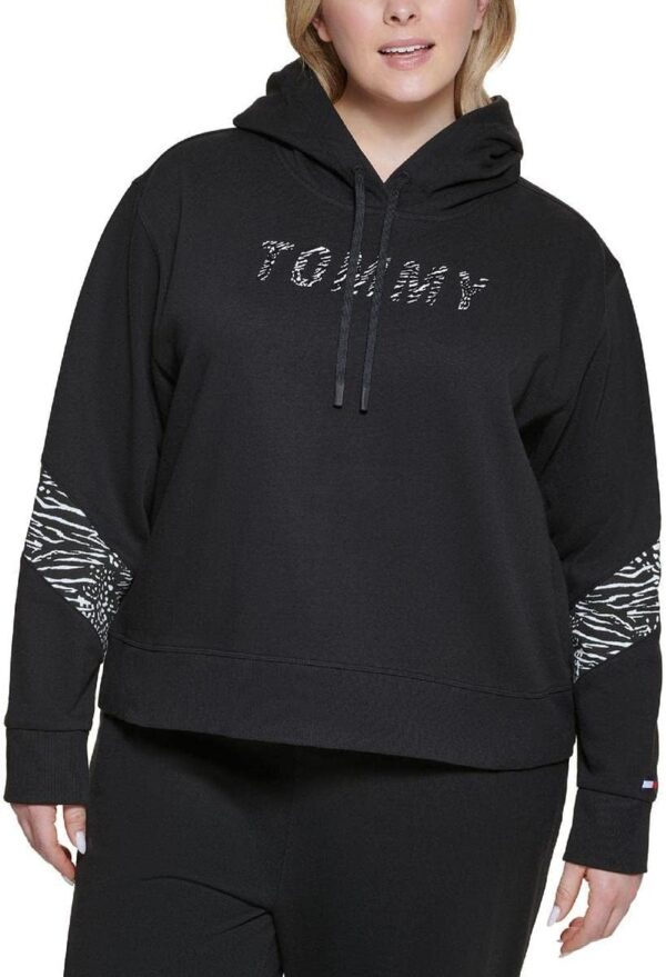 Tommy Hilfiger Sport Womens Plus Logo Animal Print Hoodie