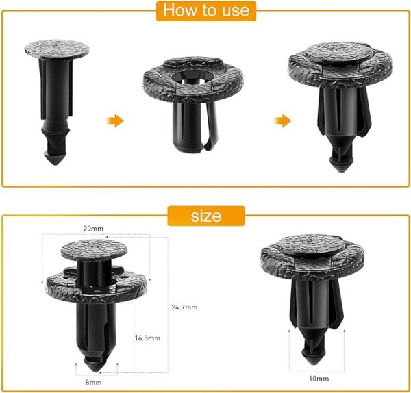 GOOACC Bumper & Radiator Support Clip Automotive Furniture Assembly Expansion Screws Kit Auto Body Clips 8mm - 40PCS - Image 4