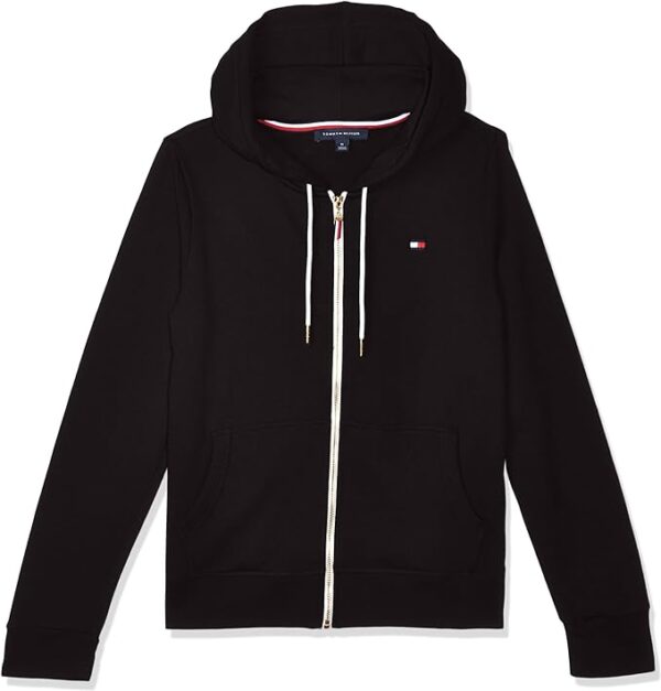 Tommy Hilfiger Women's French Terry Zip Hooded Sweatshirt, Black, XX-Large - Image 3