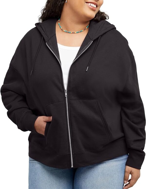 Hanes Women's Originals Plus Size Hoodie, Midweight Zip Hooded Sweatshirt