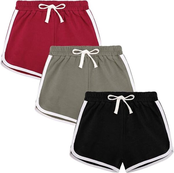 BOOPH 3 Pack Girls Athletic Shorts Cotton Workout Running Dance Dolphin Shorts