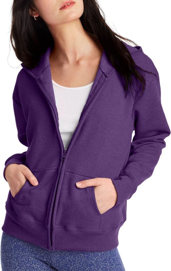 Hanes Women's EcoSmart Full-Zip Fleece Hoodie, Zip-Up Hooded Sweatshirt For Women