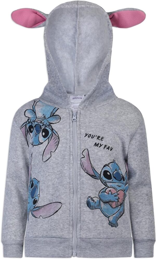 Disney Lilo and Stitch Girls Zip up Hoodie, T-Shirt and Pants Set for Toddlers and Big Kids – Grey/White - Image 3