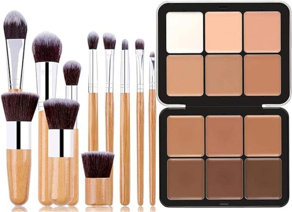 RoseFlower 12 Colors Foundation Concealer Palette Cover Dark Circles&Blemish, Highlight Palette, Waterproof Contouring Palette Full Coverage Concealer Make Up Kit +Makeup Brush#123 - Image 5