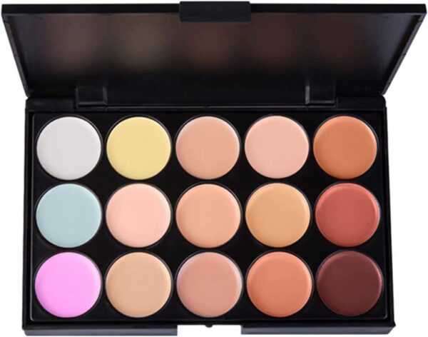 RoseFlower 15 Colors Concealer Camouflage Makeup Cream Palette Cosmetics Contouring Foundation Kit with 11 Pcs Makeup Brushes for Professional Salon and Daily Use #8 - Image 3