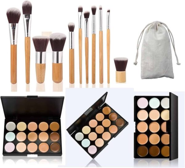 RoseFlower 15 Colors Concealer Camouflage Makeup Cream Palette Cosmetics Contouring Foundation Kit with 11 Pcs Makeup Brushes for Professional Salon and Daily Use #8