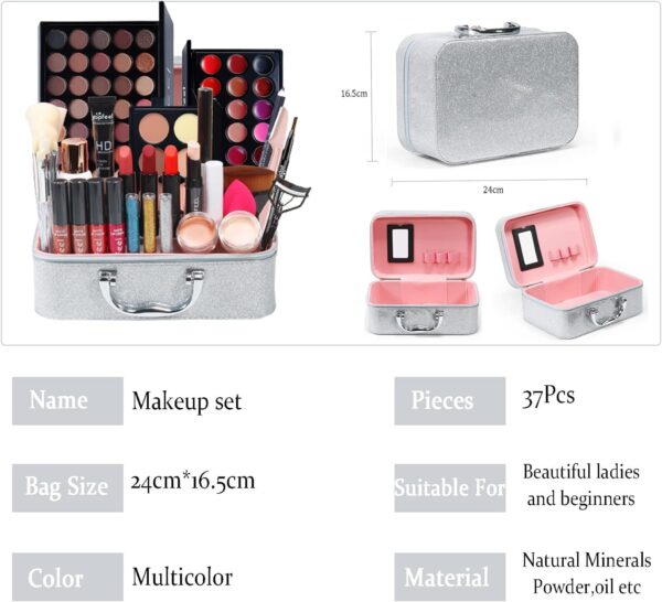 RoseFlower Preminum Makeup Set - Profession Makeup Kit Include Foundation, Eyeshadow Palette, Lipstick, Makeup Brush Set Etc Complete Makeup Case for Women & Makeup Beginners Makeup Gift Set #3 - Image 2