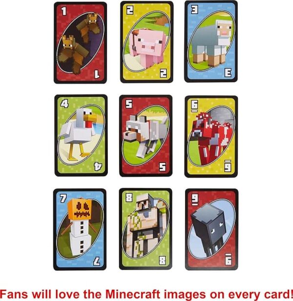 Mattel Games UNO Minecraft Card Game for Family Night with Minecraft-themed Graphics in a Collectible Tin for 2-10 Players (Amazon Exclusive) - Image 5