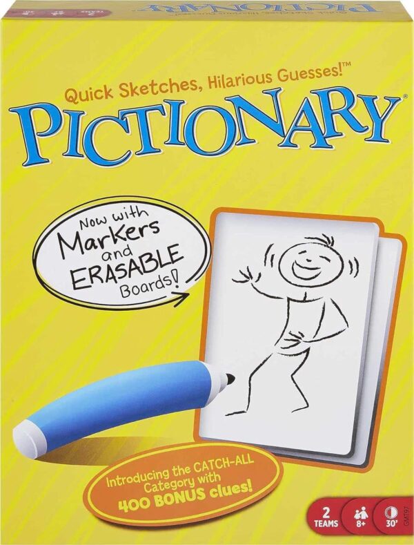 Mattel Games Pictionary Board Game, Drawing Game for Kids, Adults and Game Night, Unique Catch-All Category for 2 Teams (Amazon Exclusive)