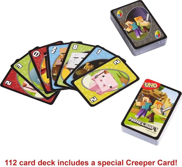 Mattel Games UNO Minecraft Card Game for Family Night with Minecraft-themed Graphics in a Collectible Tin for 2-10 Players (Amazon Exclusive) - Image 3