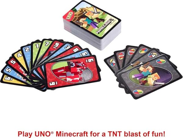 Mattel Games UNO Minecraft Card Game for Family Night with Minecraft-themed Graphics in a Collectible Tin for 2-10 Players (Amazon Exclusive) - Image 6